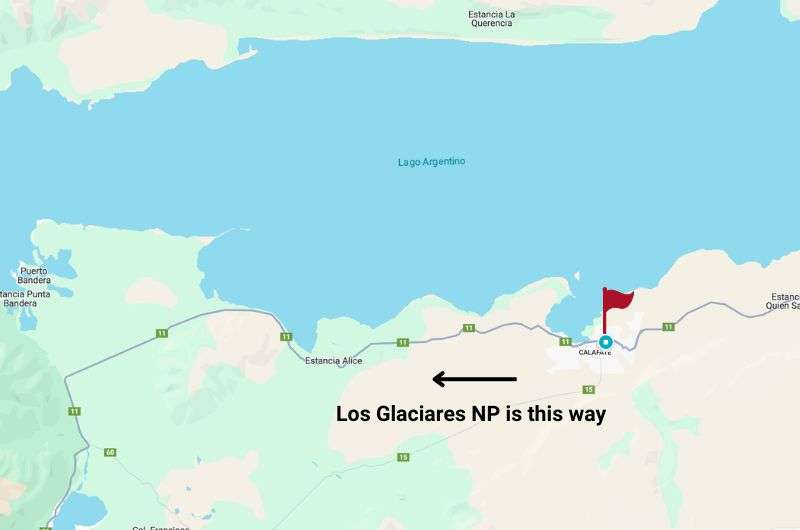 Map of the El Clafate in Argentina