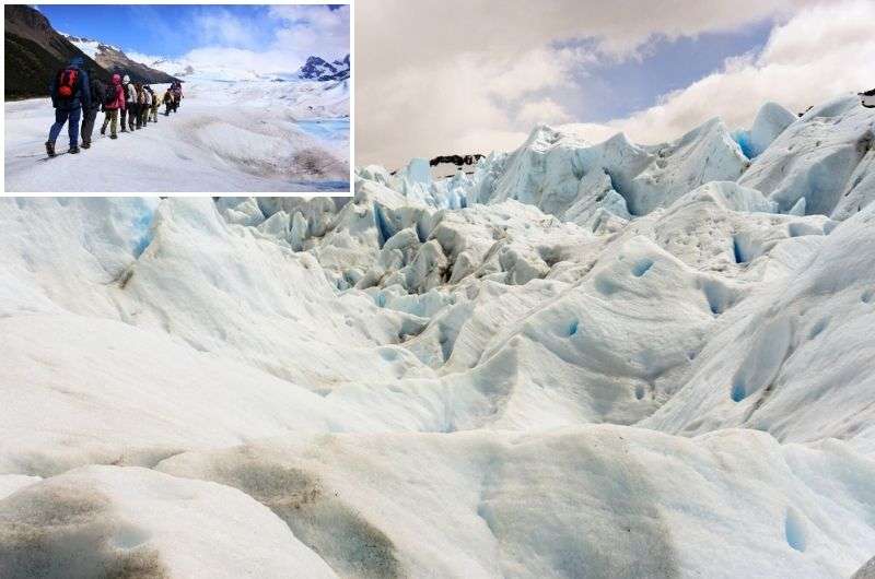 Tourist group treking on Perito Moreno glacier, Argentina Patagonia