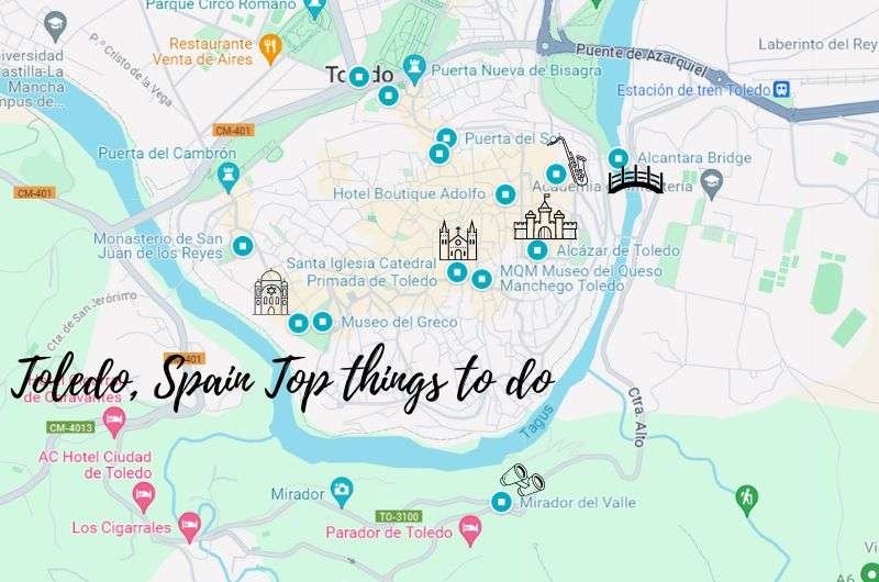 Map of things to do in Toledo Spain