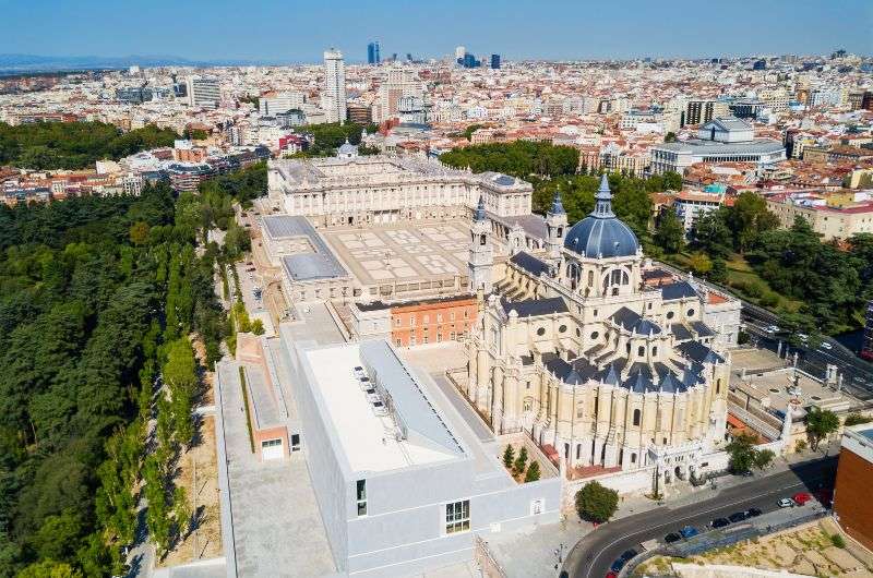 View of the Almudena Cathedral in Madrid, Spain