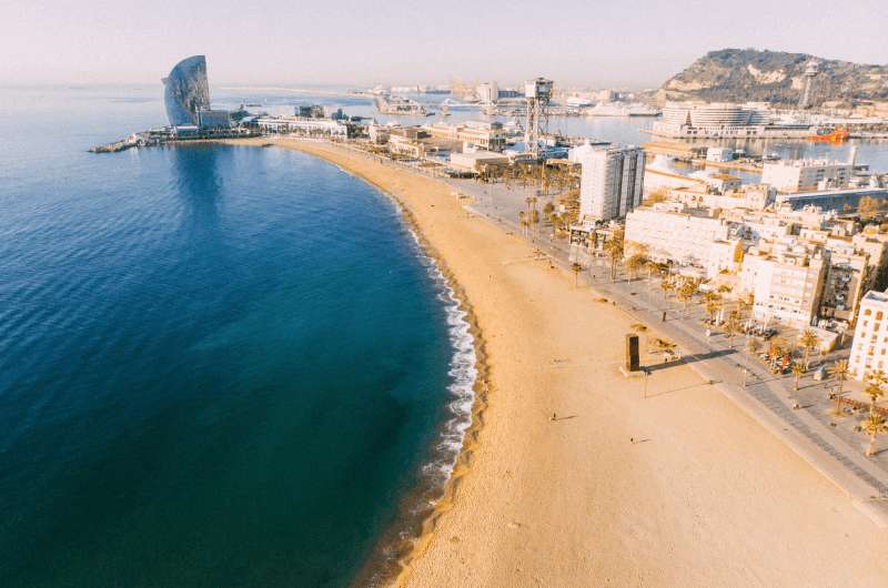 Barceloneta beach, itinerary of Spain