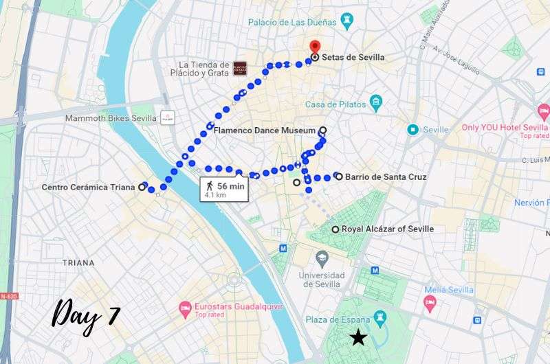 Map of day 7 of 10 days in Spain itinerary by Next Level of Travel