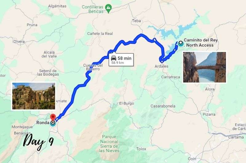 Map of day 9 of 10 days in Spain itinerary by Next Level of Travel