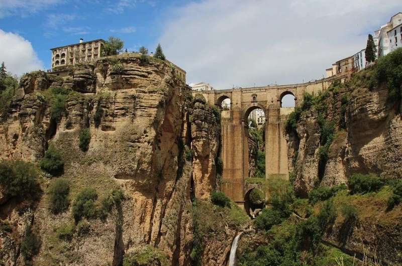 View of New Bridge in Ronda from a viewpoint in the gorge 