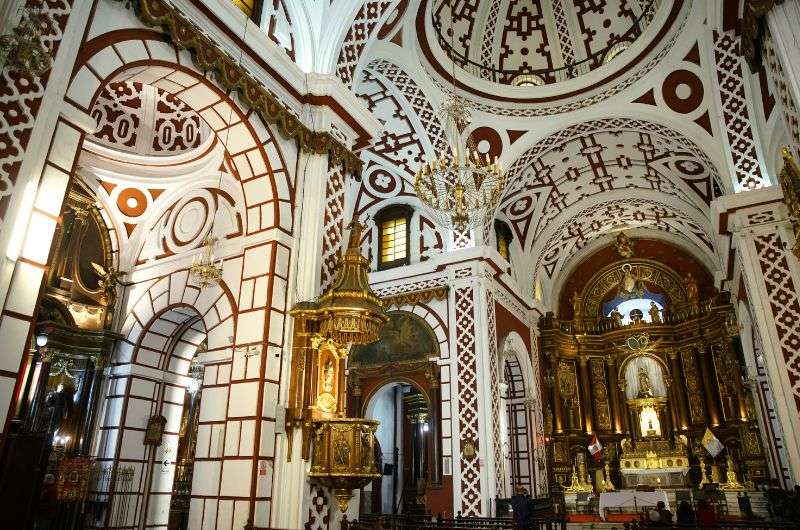 Interior of the Basilica and Convent of San Francisco in Lima, Peru