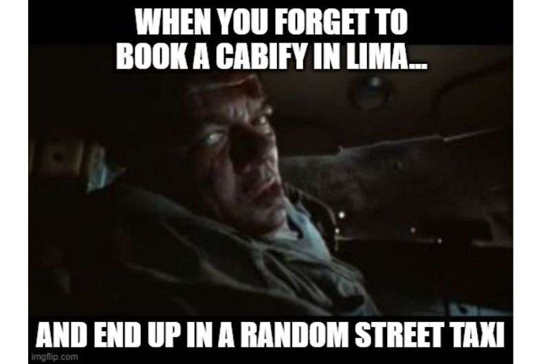 Meme about booking a taxi in Lima