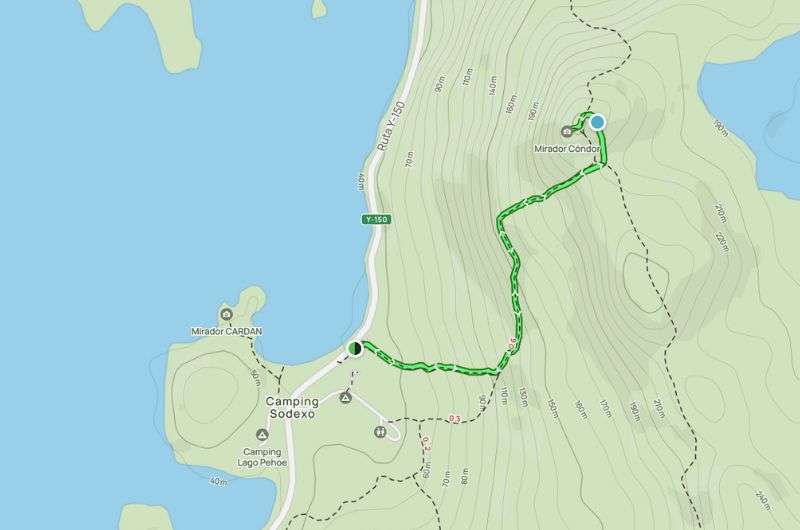 Map of Condor Lookout hiking trail, day hike in Torres del Paine, Chile