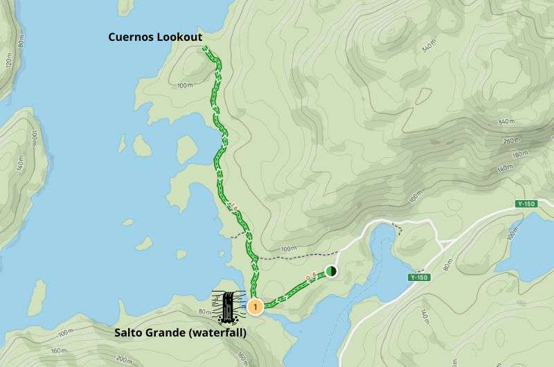 Map of Cuernos Lookout hike, Torres del Paine