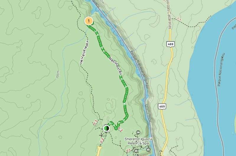 Map of Iguazu Falls’ Macuco Trail in Argentina