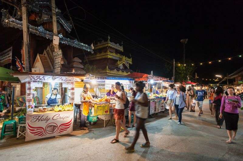 Shopping at Sunday Night Market, 3 week Thailand itinerary