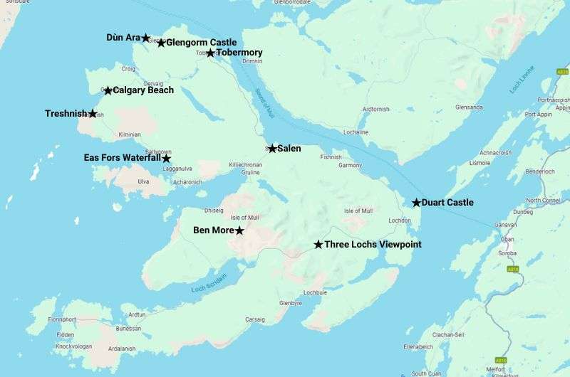 Isle of Mull map of the best things to do, Scotland