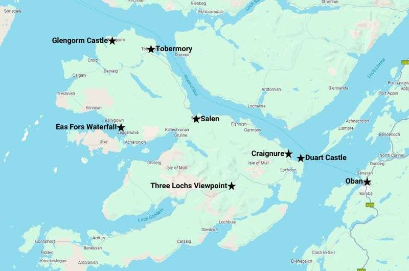 Map of day 5 of the 2-week Scotland Travel itinerary