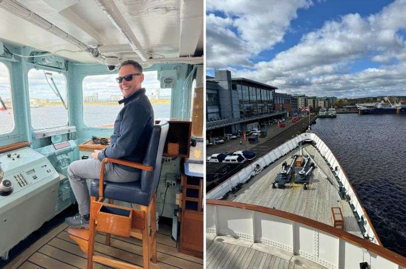 Tourist on the Royal Yacht Britannia in Edinburgh, Scotland, photo by Next Level of Travel