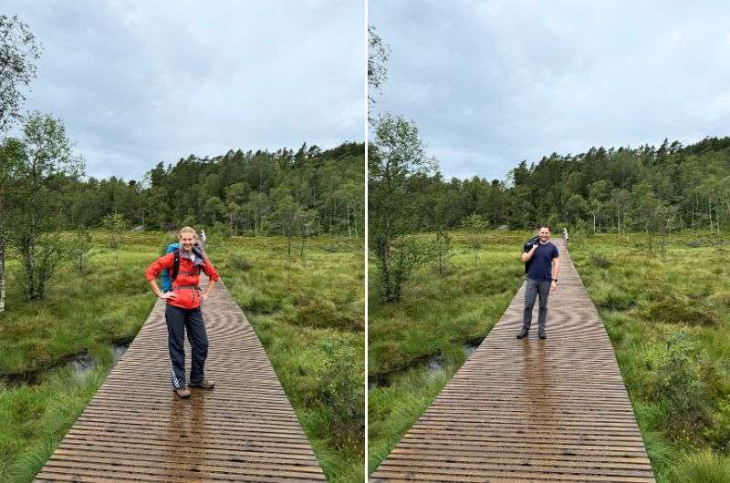 Two travelers on the Pulpit Rock hike in Norway, photos by Next Level of Travel