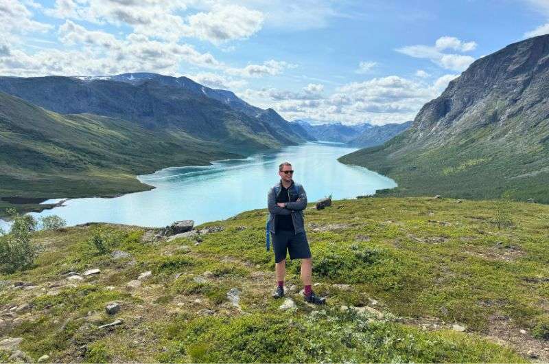 Tourist on the Besseggen Ridge hike in Norway, photo by Next Level of Travel