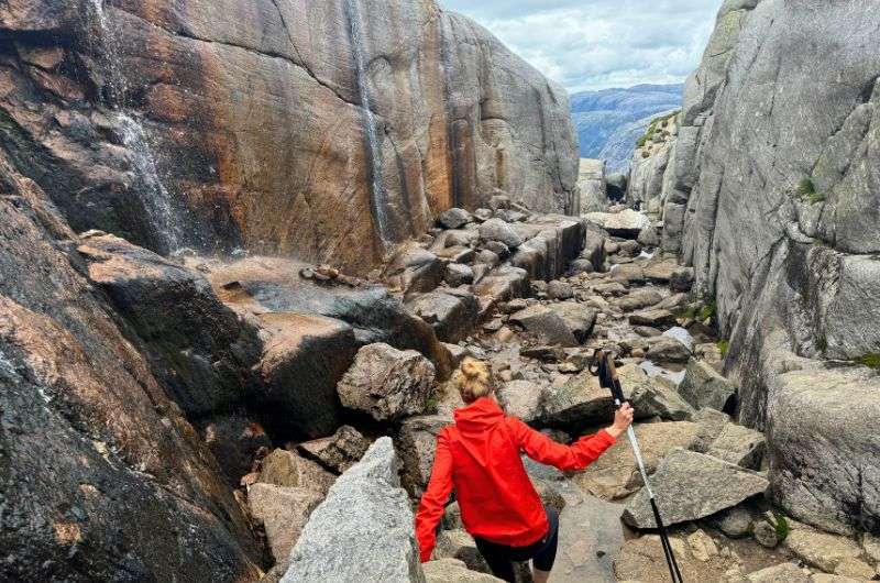 Getting closer and closer to Kjeragbolten, hike in Norway, photo by Next Level of Travel