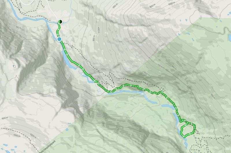 Map of Nykkjesøyfossen route on a map, Norway