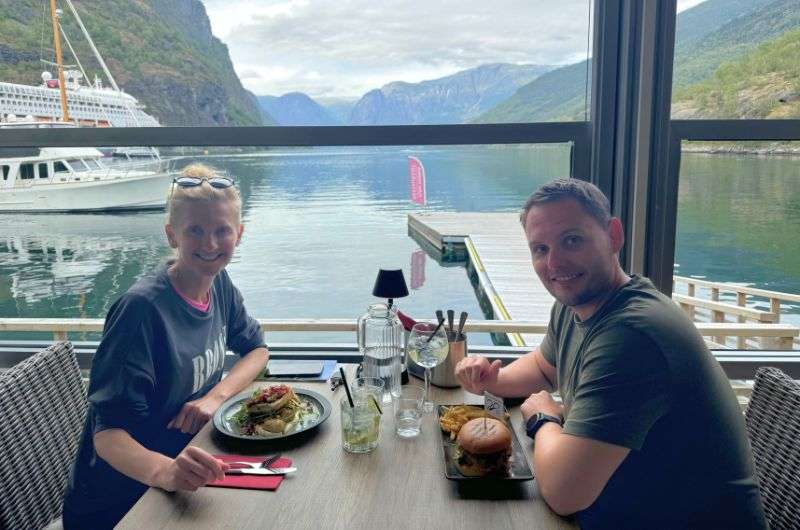 Eating in a restaurant in Flåm in Norway, photo by Next Level of Travel