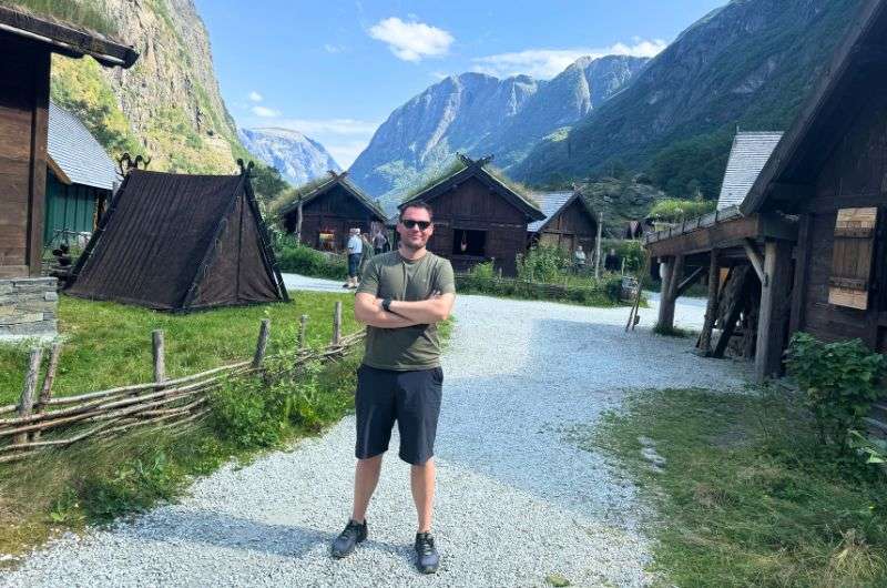 Traveler in a Viking Village in Flåm, Norway, photo by Next Level of Travel