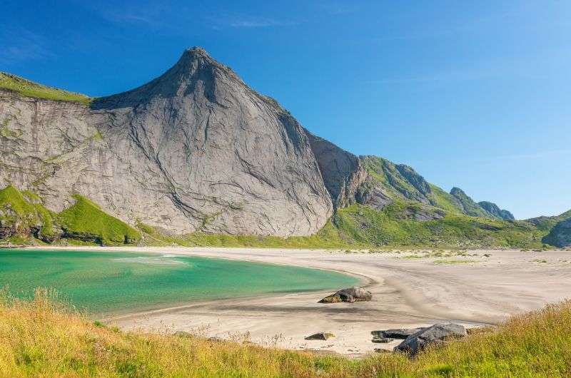 Bunes Beach in Lofotodden National Park in Norway