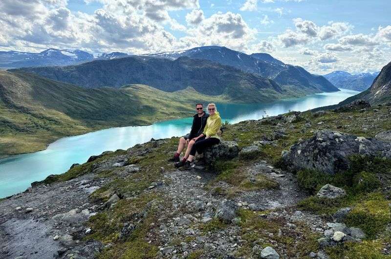 Two travellers on Besseggen Ridge hike in Norway, photo by Next Level of Travel