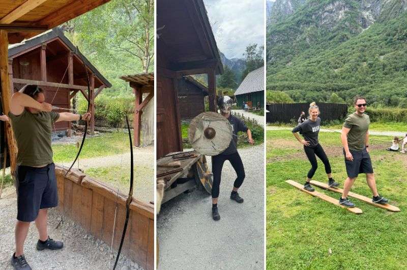 Tourists trying activities in the Viking Village in Norway, photos by Next Level of Travel