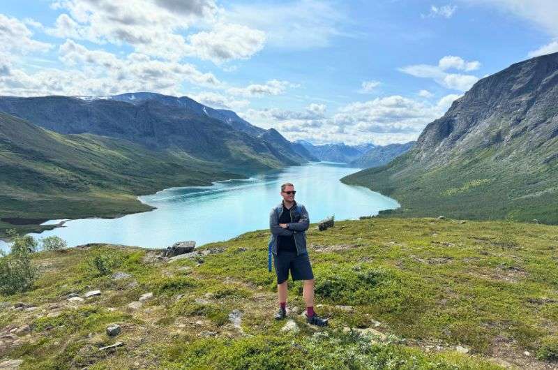 Traveler on Besseggen Ridge hike in Norway, photo by Next Level of Travel