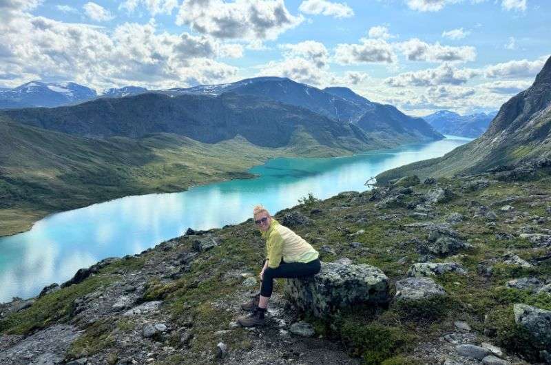 Traveler on the Besseggen Ridge hike in Norway, photo by Next Level of Travel