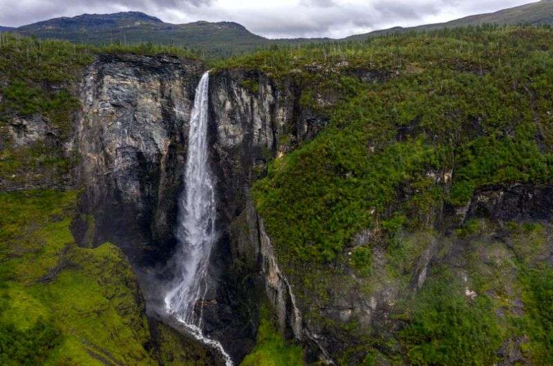 Waterfall on the Vettisfossen hike in Norway