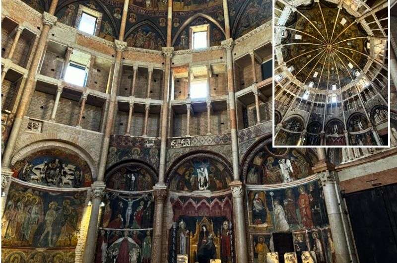 Interior of the Parma Baptisery in Italy, photos by Next Level of Travel