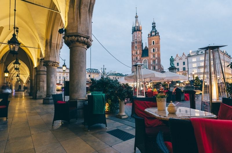 The main square in Krakow, Poland 