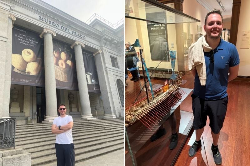 Tourist in front of Prado and inside Naval Museum in Madrid, photos by Next Level of Travel   For me, Madrid was all about the museums