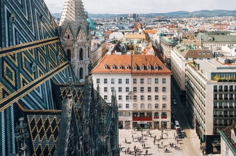 View from Stefansdom in Vienna city center, Austria 