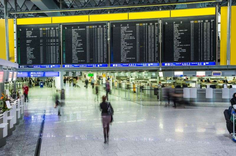 departure times boards at Frankfurt Airport