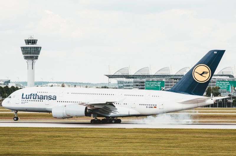 Lufthansa aircraft on the runway ready for take-off