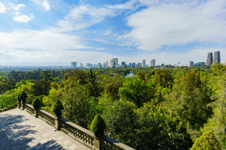 Chapultepec Castle gives a great view of Chapultepec Park in Mexico City.
