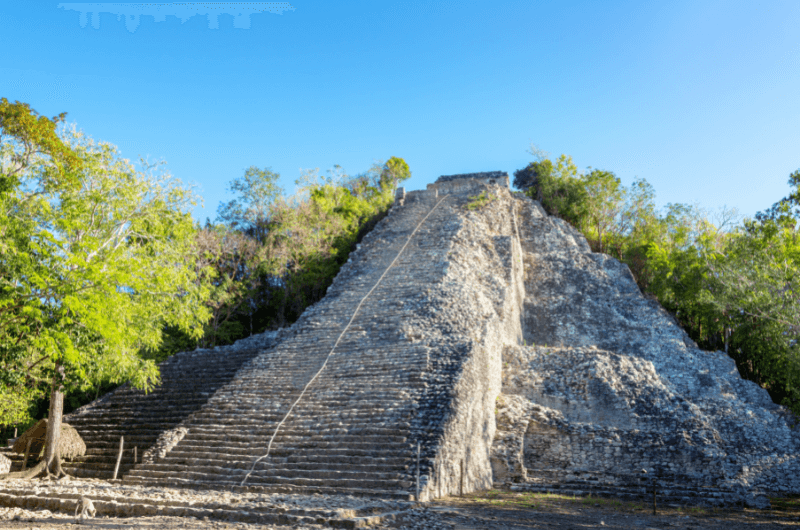 A pyramid in Coba, Mayan ruins in Mexico 