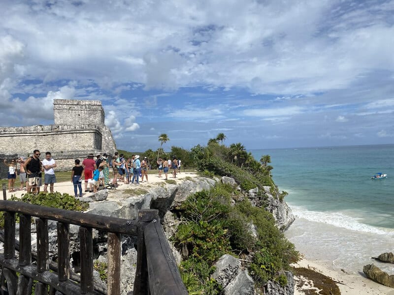 People in Mayan city Tulum, Mexico 