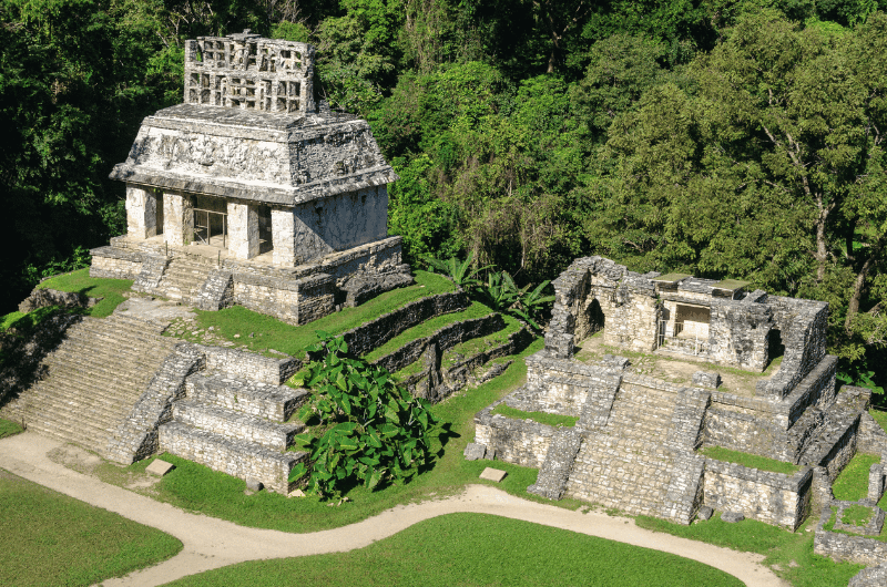 Ancient ruins in Palenque, a Mayan city in Chiapas