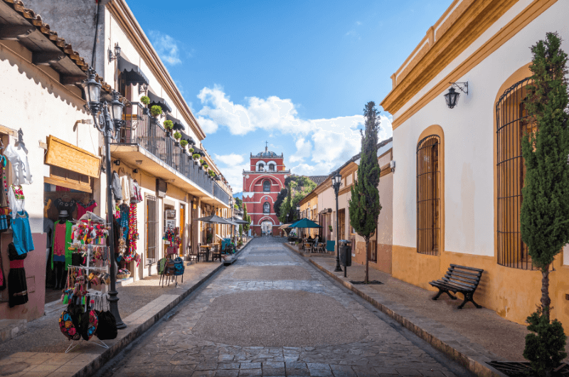 A colorful street in San Cristóbal (Chiapas, Mexico) 