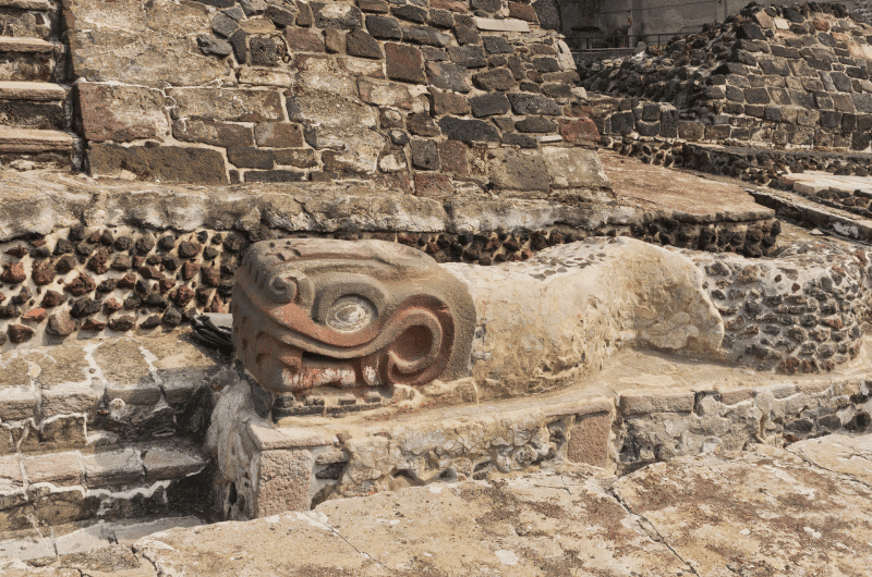 Aztec statue in Templo Mayor, Mexico 